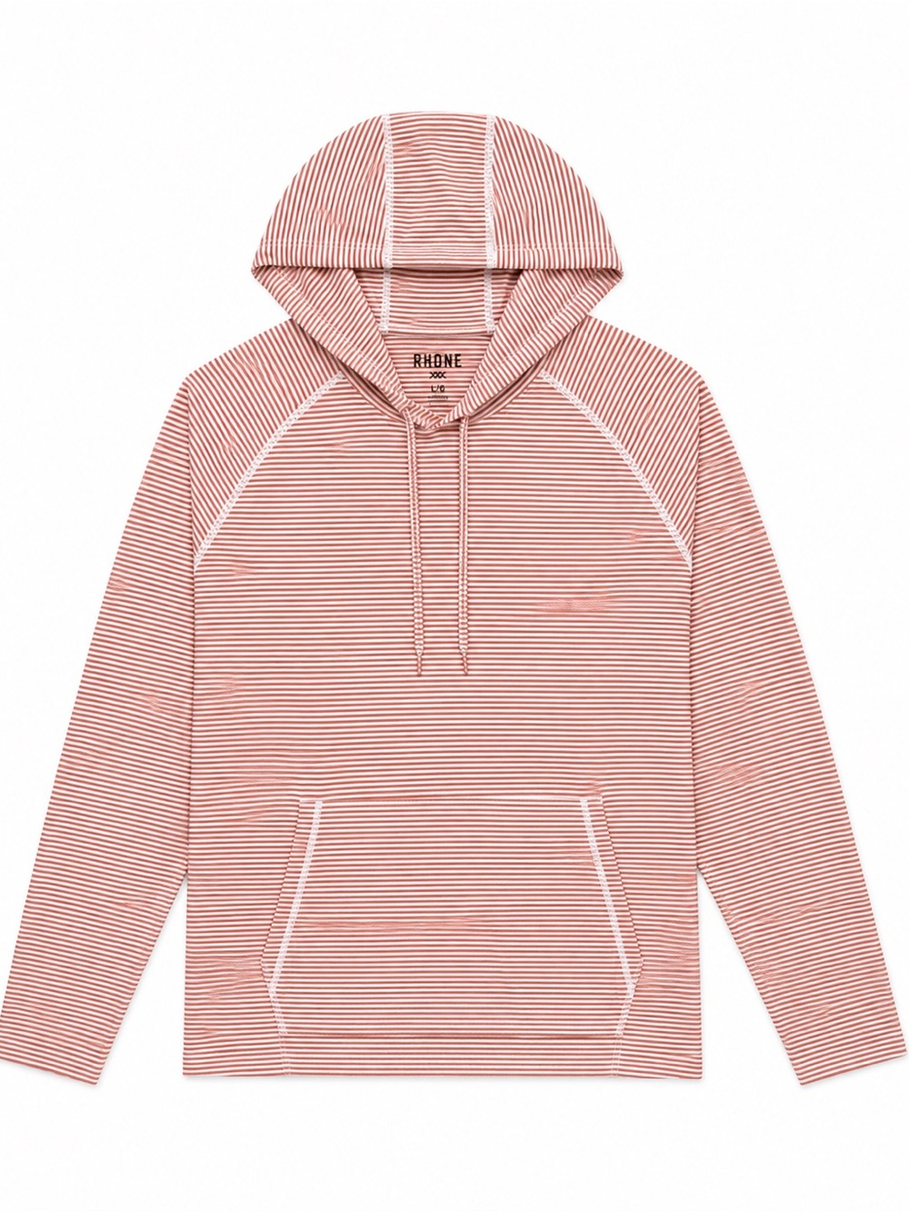 Rhone Striped Seersucker Lightweight Hoodie Sweatshirt L Red White Pullover Fall